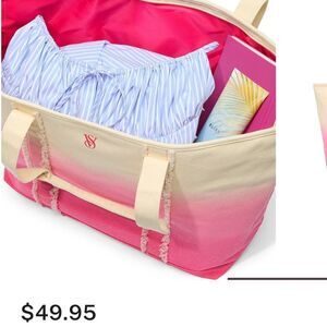 PINK Victoria's Secret Ombré Canvas Beach Zip Tote Bag NEW MSRP $49